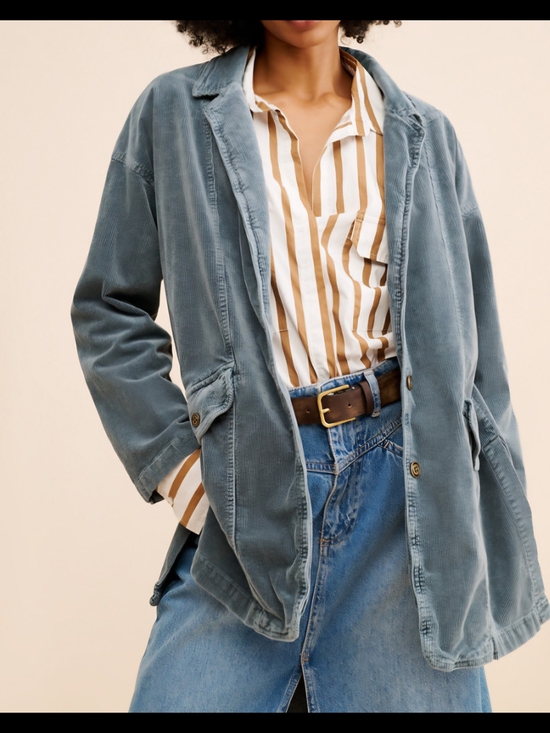 Pilcro Jackets & Blazers - Pilcro Dusty Blue Corduroy Oversized Blazer